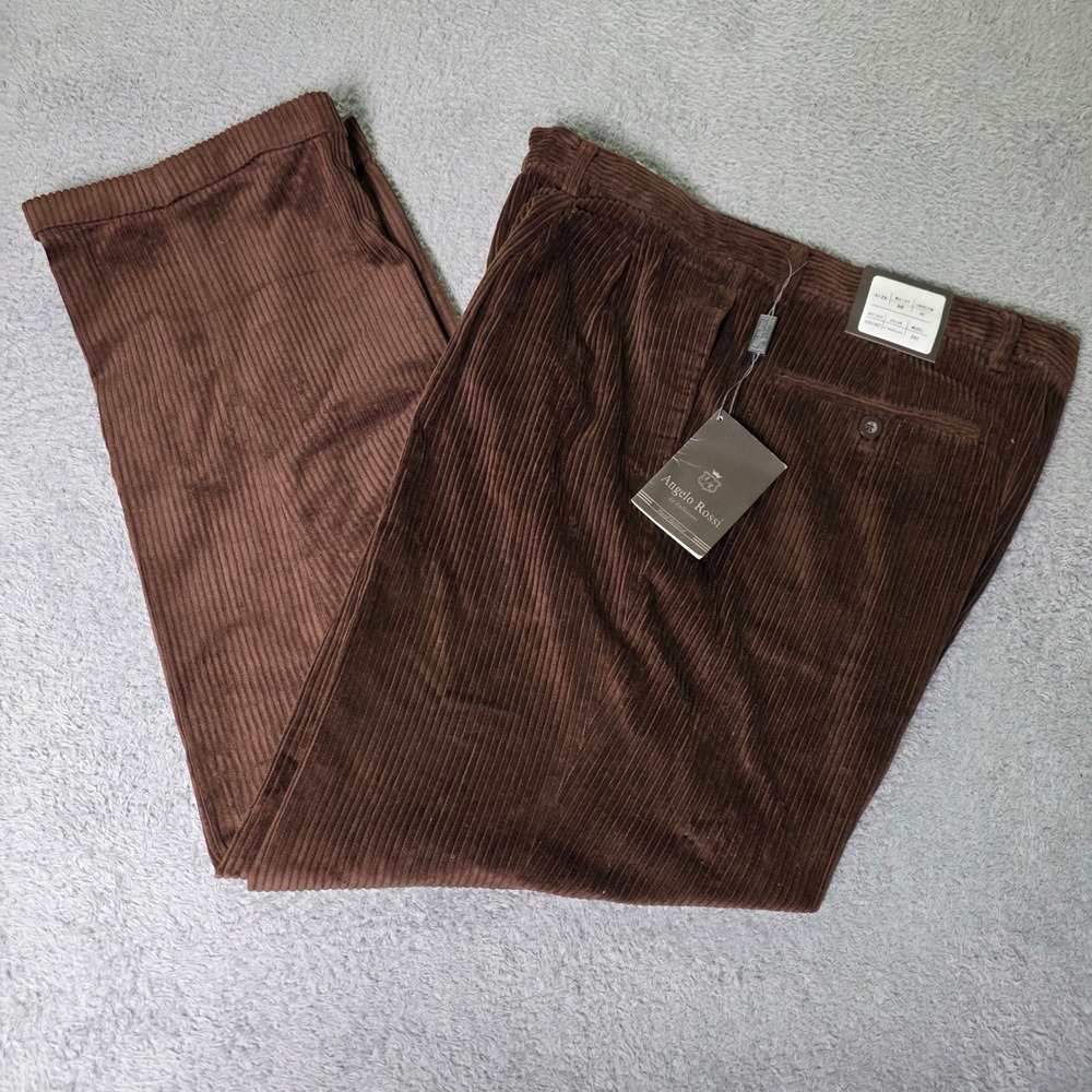 Angelo Rossi Mens 36x30 Corduroy Pants Chocolate Brown Pleated Cotton 1001R2 DS2